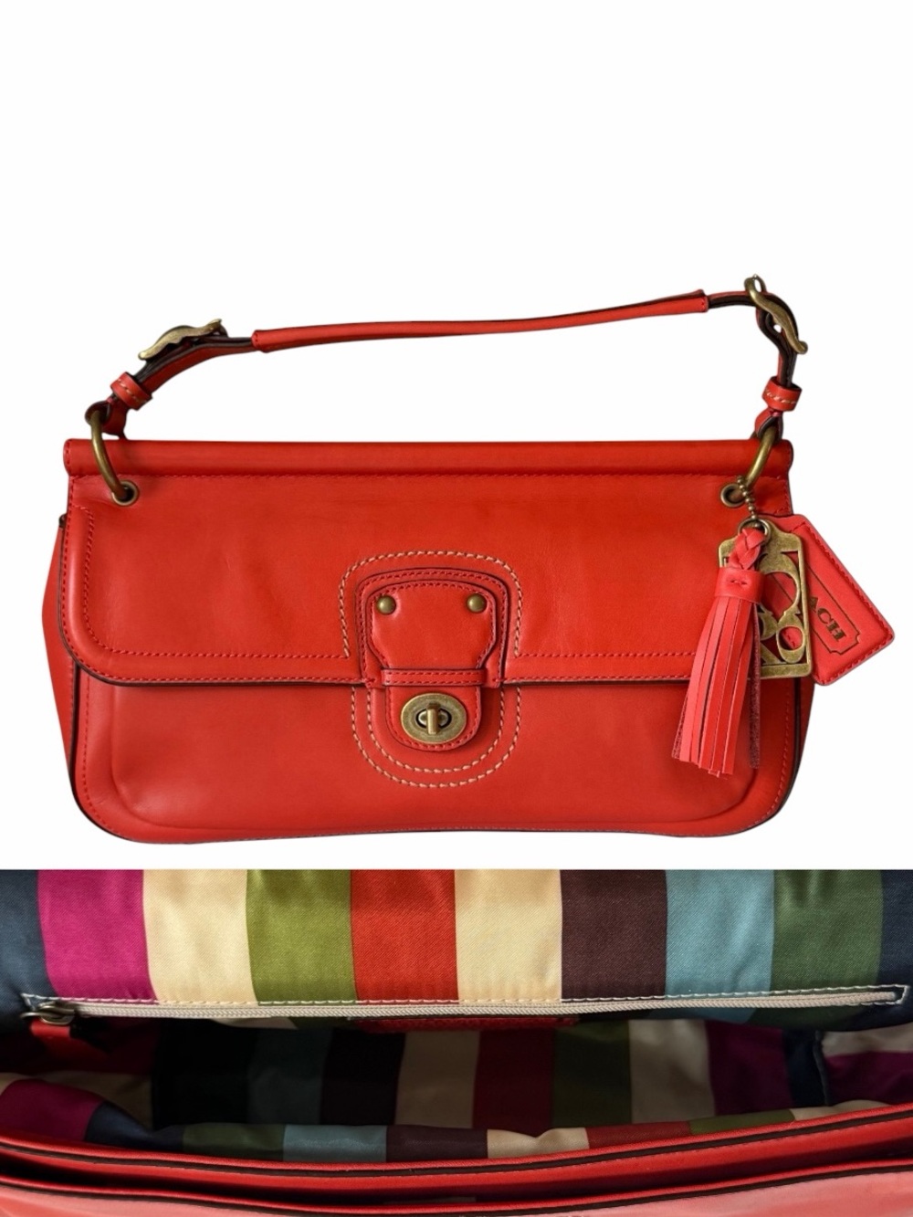 Coach 65th Anniversary Garcia City Willis 22062 Orange Leather Crossbody Bag